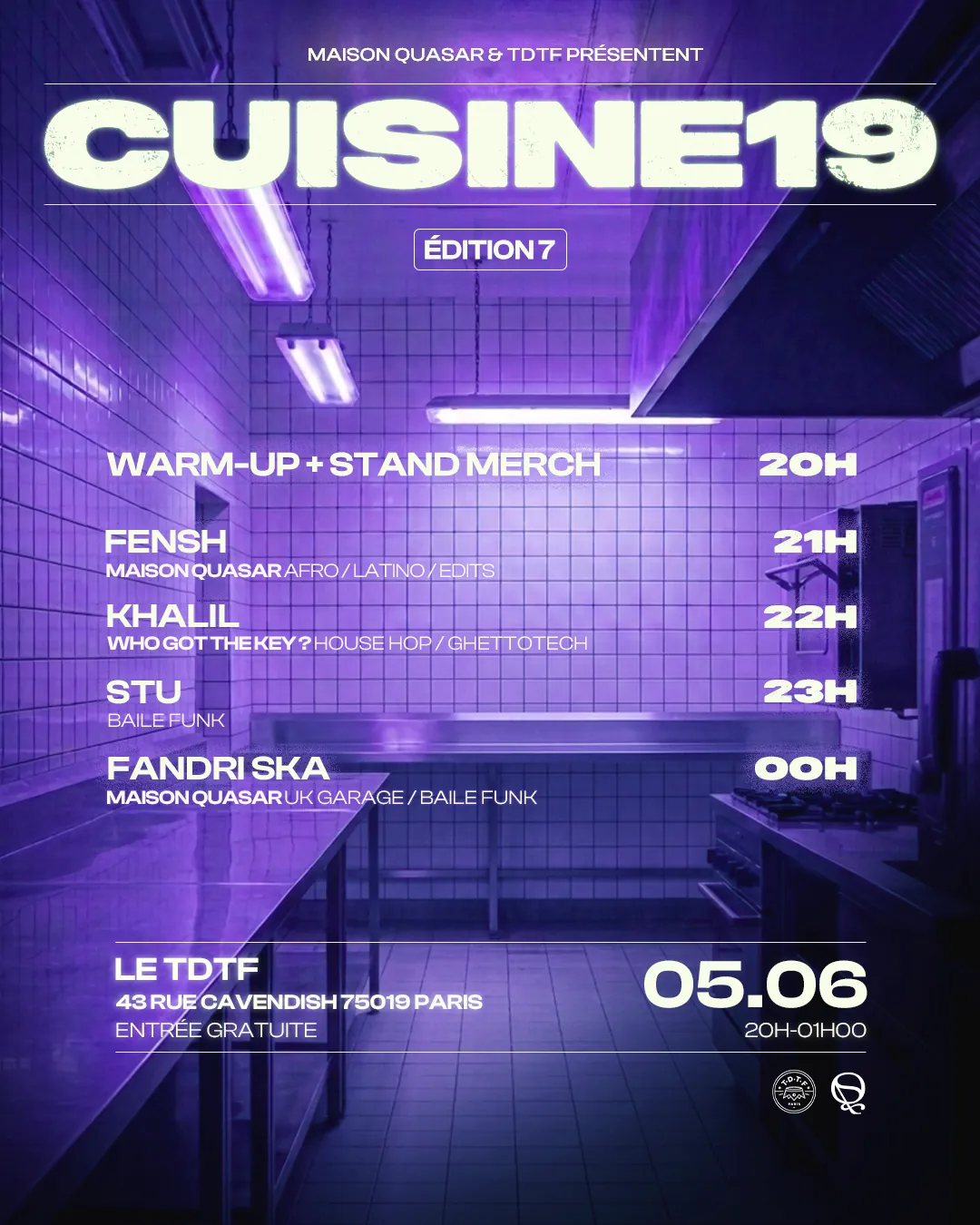 Affiche Cuisine 19 — Le TDTF, 5 juin 2026